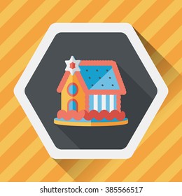 Gingerbread house flat icon with long shadow,eps10