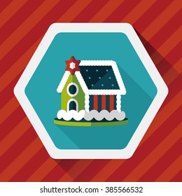 Gingerbread house flat icon with long shadow,eps10