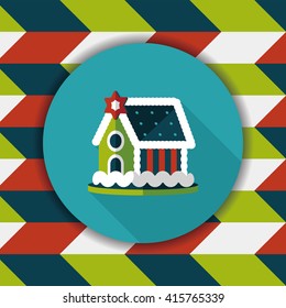 Gingerbread house flat icon with long shadow,eps10