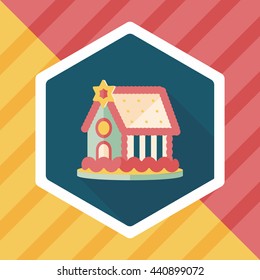 Gingerbread house flat icon with long shadow,eps10