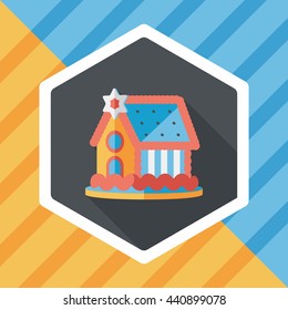 Gingerbread house flat icon with long shadow,eps10