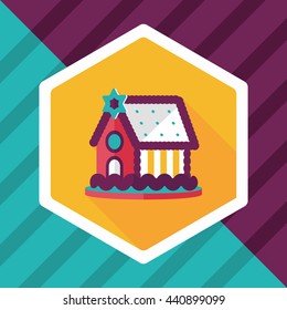 Gingerbread house flat icon with long shadow,eps10