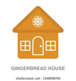 Gingerbread house flat icon on white transparent background. You can be used gingerbread house icon for several purposes.