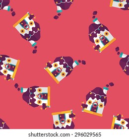 Gingerbread house flat icon,eps10 seamless pattern background