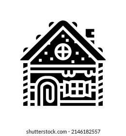 gingerbread house glyph icon vector. gingerbread house sign. isolated contour symbol black illustration