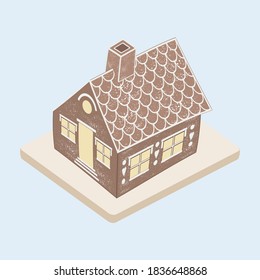 Gingerbread house - hand drawn vector illustration.