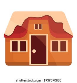 Gingerbread house icon. Cartoon of gingerbread house vector icon for web design isolated on white background