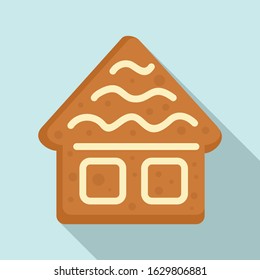 Gingerbread house icon. Flat illustration of gingerbread house vector icon for web design