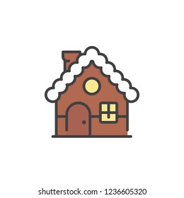 Gingerbread house icon in flat style isolated on white background. For your design, logo. Vector illustration.
