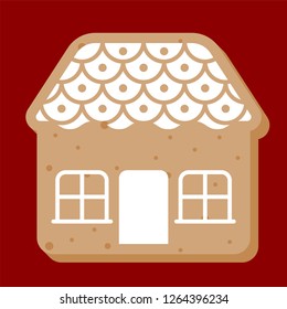 gingerbread house icon flat style editable line detail