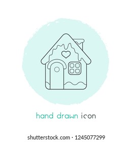 Gingerbread house icon line element. Vector illustration of gingerbread house icon line isolated on clean background for your web mobile app logo design.
