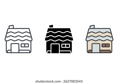 gingerbread house icons isolated on White Background. Flat style design