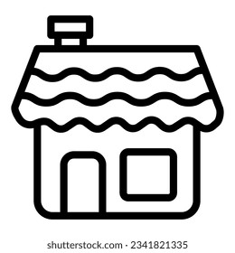 Gingerbread house line icon, bakery concept, Gingerbread cookie sign on white background, Holiday cookie in shape of house icon in outline for mobile web design. Vector graphics.