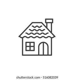 Gingerbread house line icon, outline vector sign, linear pictogram isolated on white. logo illustration