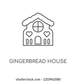 Gingerbread house linear icon. Gingerbread house concept stroke symbol design. Thin graphic elements vector illustration, outline pattern on a white background, eps 10.