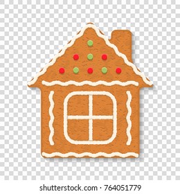Gingerbread house on transparent background, traditional Christmas cookie, vector eps10 illustration