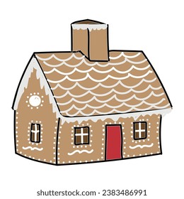 Gingerbread house on a white background. Design element of postcards, banners and sticker.