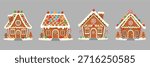 Gingerbread House Set Flat Vector Illustration for Christmas Holiday