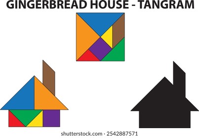 Gingerbread House Tangram Puzzle. Education and Creativity.