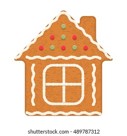 Gingerbread house, traditional Christmas cookie, vector eps10 illustration