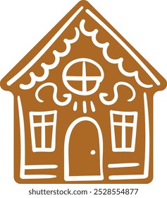 Gingerbread house vector. Christmas cookie illustration.