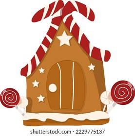 casa de jengibre, vector, lindo, ilustración vectorial, feliz año nuevo