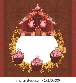 Gingerbread house , vintage frame