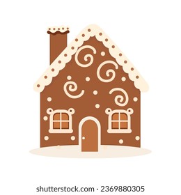 Gingerbread House Winter Cookie with decorative sweet icing candy vector flat illustration design