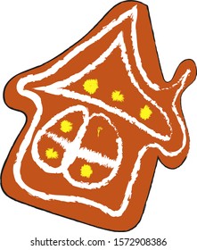 Gingerbread house.Isolated on white background.For postcards, book illustrations, print.Vector illustration.

