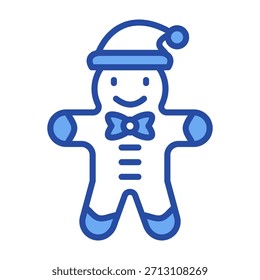 Icono de pan de jengibre azul Ilustración vectorial