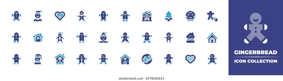 Gingerbread icon collection. Duotone color. Vector illustration. Containing gingerbreadhouse, gingerbreadman, christmascookie, gingerbread, cookie.