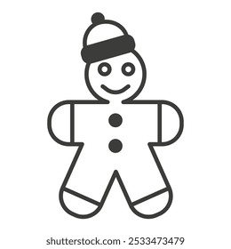 Gingerbread icon drawn by line. Christmas cookies icon. Christmas tradition. eps 10.