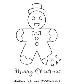 Gingerbread icon drawn by line. Christmas cookies icon. Christmas tradition. EPS 10.