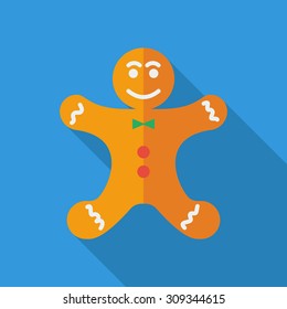 Gingerbread icon. Flat vector related icon with long shadow for web and mobile applications. It can be used as - logo, pictogram, icon, infographic element. Vector Illustration.