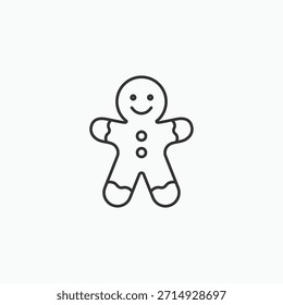 Icono de pan de jengibre aislado sobre fondo blanco. Navidades símbolo moderno, simple, Vector, icono para el diseño de Sitio web, App móvil, UI. Ilustración vectorial
