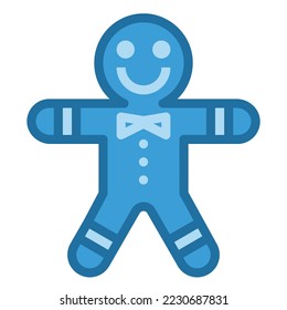 gingerbread icon line blue color .