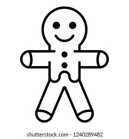 Gingerbread icon. Outline gingerbread vector icon for web design isolated on white background
