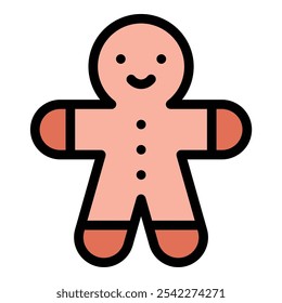 Gingerbread Icon Sweet Holiday Treat in Flat Lineal Color Style