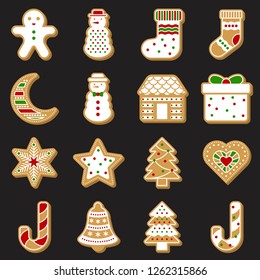 gingerbread icon for use as material in christmas color theme, flat design editable outline and detail