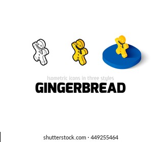 Gingerbread icon, vector symbol in flat, outline and isometric style