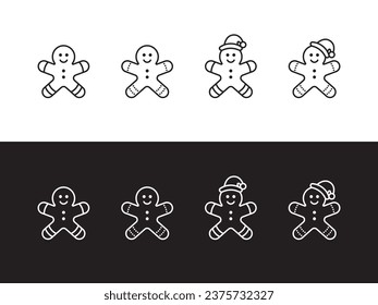 Gingerbread icons. Gingerbread on white and black background. Vector scalable graphics