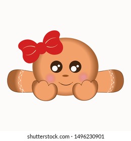 Gingerbread kawaii vector. Christmas cookies illustration