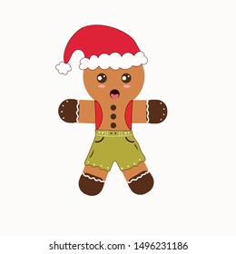 Gingerbread kawaii vector. Christmas cookies illustration