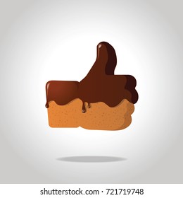 Gingerbread like cookie with melted glossy chocolate.