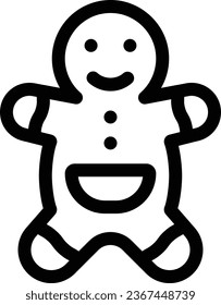 Gingerbread Line Icon - Single Icon, Vector