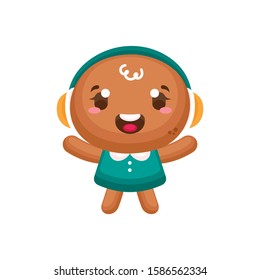Gingerbread man. Gingerbread baby. Christmas baking decorated colored icing. Holiday biscuit cookies in shape of cute human. Vector illustration isolated on white background Gingerbread man. Gingerbread baby. Christmas baking decorated colored icing. Holiday biscuit cookies in shape of cute human. Vector illustration isolated on white background