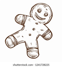 Gingerbread man baked cookie from ginger isolated icon
