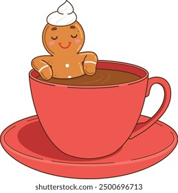 Gingerbread man bathing in chocolate vector illustration