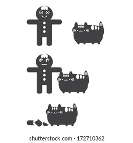 Gingerbread Man Being Eaten by cat