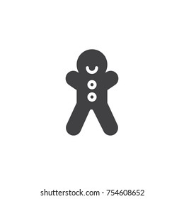 Gingerbread man biscuit icon vector, filled flat sign, solid pictogram isolated on white. Christmas sweets symbol, logo illustration.